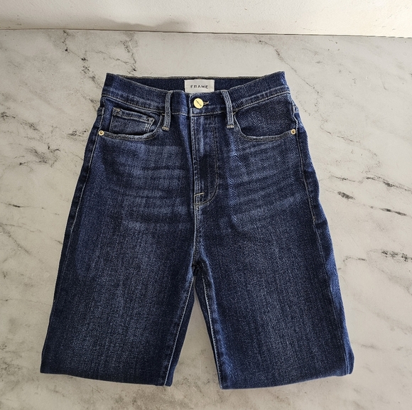 Frame Denim Ali High Rise Cigarette Blue Skinny Jeans 25 Preowned - Picture 5 of 9